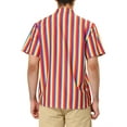 thumbnail image 3 of INSPIRE CHIC Men's Shirts Summer Striped Button Short Sleeve Beach Shirts L Multicolor Blue, 3 of 6