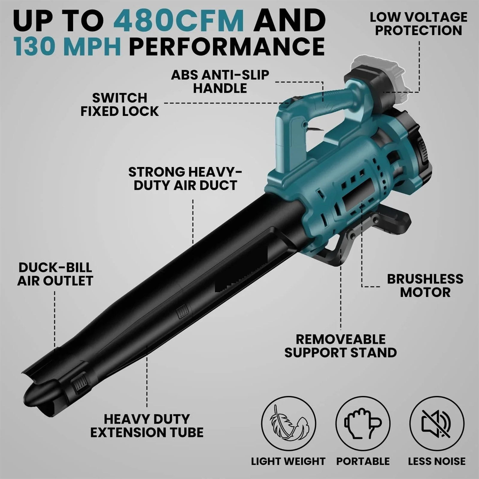 Brushless Cordless Leaf Blower Electric Blower Battery Powered Snow Blower ,Adjustable Speed