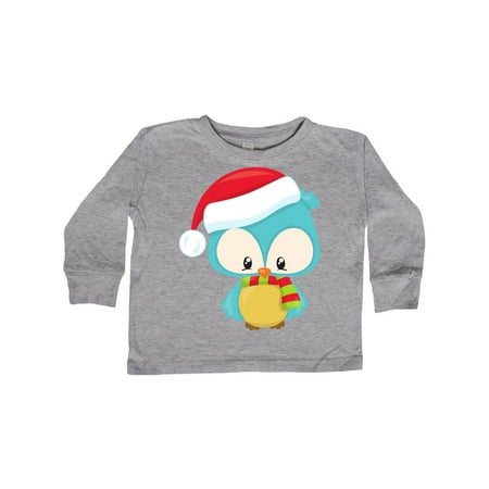 

Inktastic Christmas Owl Owl With Santa Hat And Scarf Gift Toddler Boy or Toddler Girl Long Sleeve T-Shirt