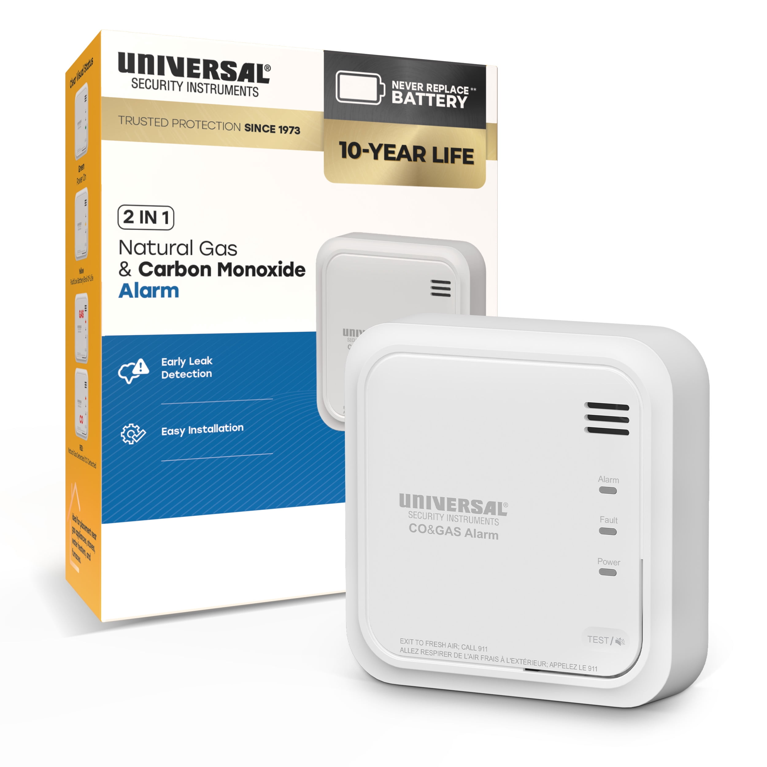 Universal Security Instruments 10-Year Battery Carbon & Natural Gas Alarm