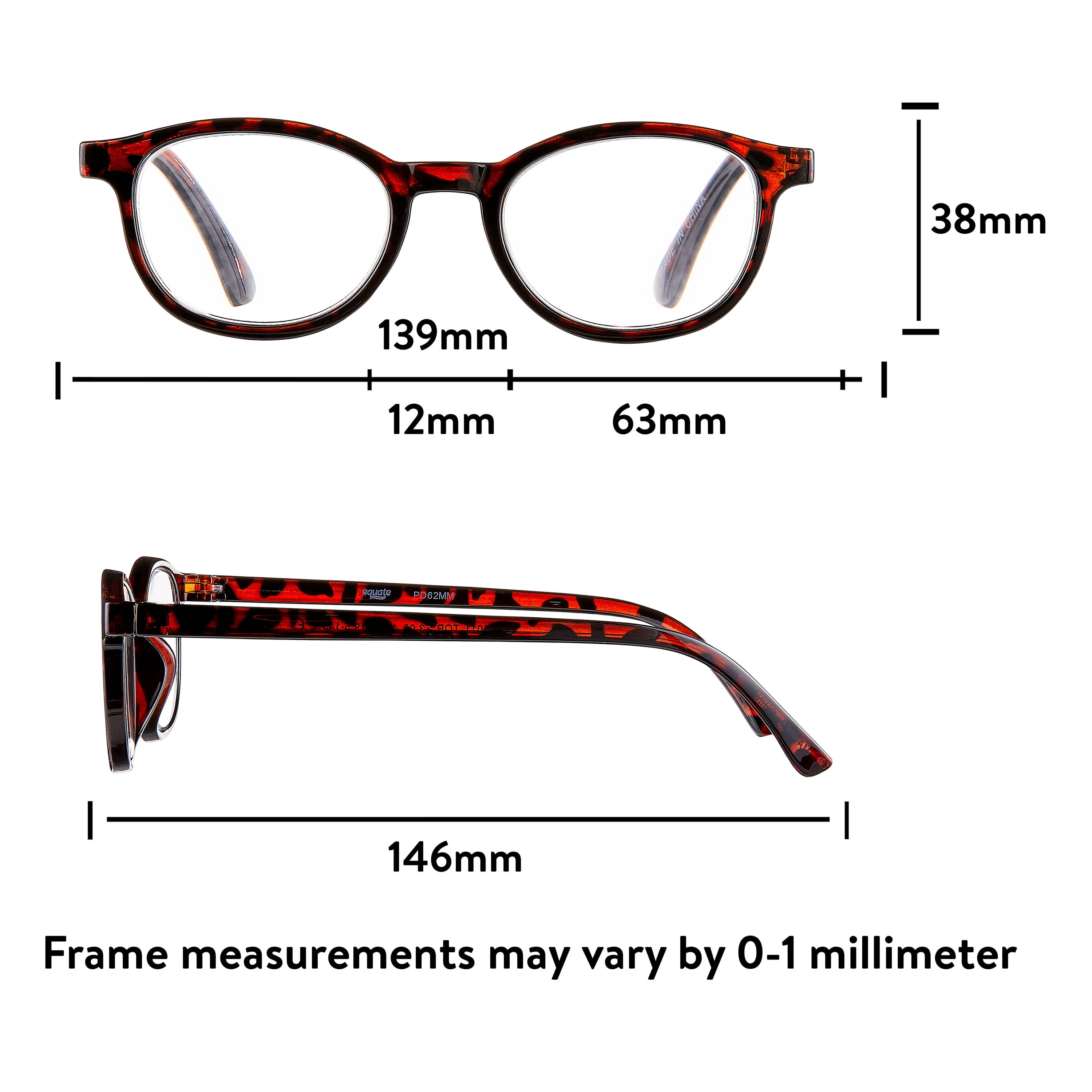 (2 pack) Equate Unisex Rectangular Reading Glasses, Gray/Black/Tortoise, +3.00, 3 Pack
