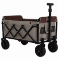 thumbnail image 3 of Kcpolre All-in-One Wagon Cart Convertible Folding Camping with Bench Seat, Storage Compartment & Dog Tether - Beige/Brown, 3 of 12