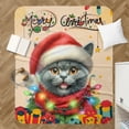 thumbnail image 4 of Merry Christmas Santa British Shorthair Scarf Twinkling Lights Xmas Holiday Cozy Sherpa Blanket Cat Lover Kitten Owner Gifts Warm Soft Throw Blanket - 00022, 4 of 5