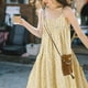 thumbnail image 5 of Vestido suelto sin espalda de talla grande, vestido de fiesta con tirantes. Vestido floral de algodón con viento de playa, 5 of 5