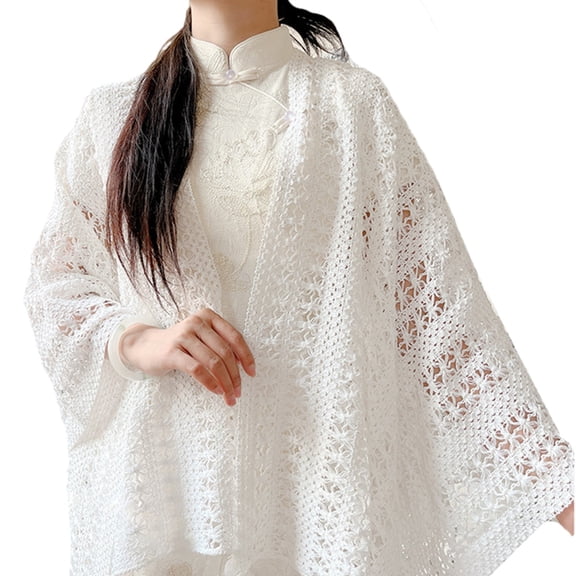 Artisanal Textured Knitting Acrylic Scarf Vintage Charm Fringe Detailing Lightweight Shawl for Everyday Elegances
