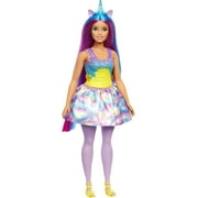 Barbie Dreamtopia Unicorn Doll, Curvy with Blue & Purple Hair, Skirt, Removable Unicorn Tail & Headband