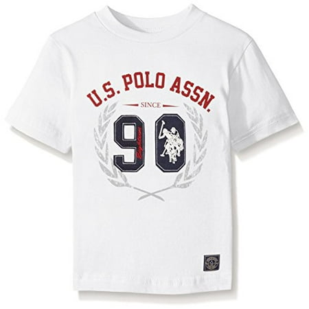 U.S. Polo Assn. Boys' Crew Neck Iconic Graphic Logo T-Shirt,White H5HD10WHV,4