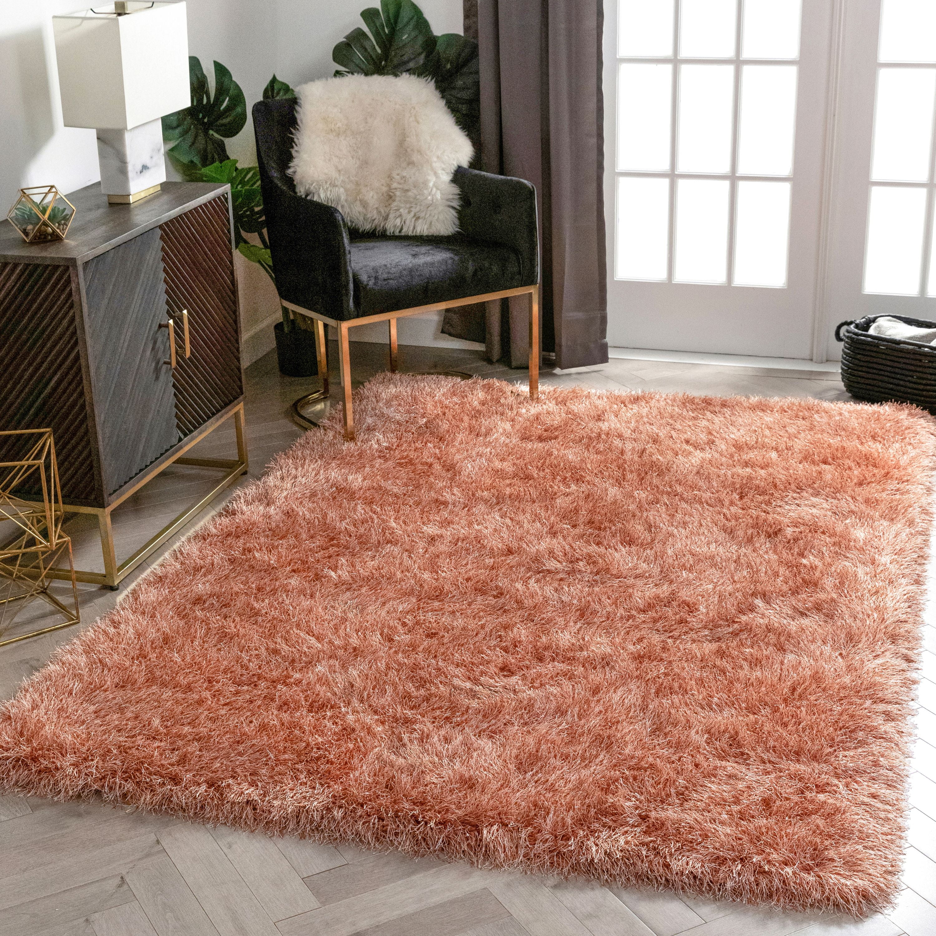 Photo 1 of **USED** Well Woven Kuki Chie Glam Solid Textured Ultra-Soft Rust 5'3 x 7'3 Two-Tone Shag Area Rug