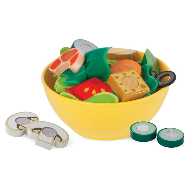 Melissa & Doug Slice and Toss Salad Play Set – 52 Wooden and Felt Pieces ,  Green - Pretend Food, Kitchen Accessories For Kids Ages 3+