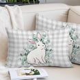 thumbnail image 2 of Easter Bunny Pillow Covers 12"x20", Eucalyptus Leaves Rabbit Farmhouse Grey Plaid Soft Brushed Microfiber Breathable Throw Pillow Covers, Decorative Pillowcase with Zipper for Couch Sofa Bedroom, 2 of 9