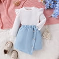 thumbnail image 2 of Bearichfupo Toddler Baby Girl Outfit Long Sleeve Ruffle Shirt Top And Pleated Skort Asymmetrical Skirt Shorts Set 2Pcs Kids Little Girl Clothes Fall Winter,Girls' Skirt Sets Sizes 6-12 Months, 2 of 6