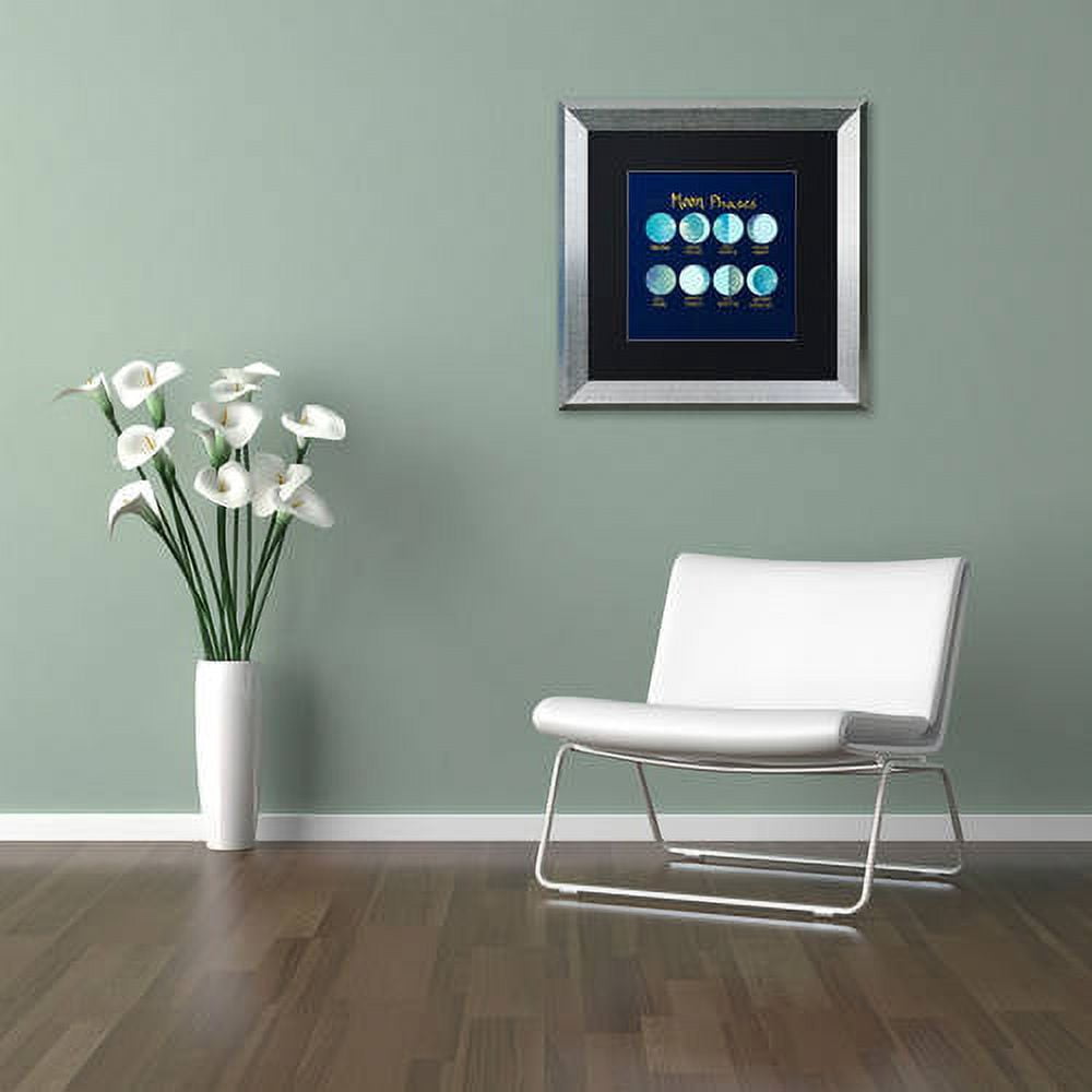 Trademark Fine Art "Moon Phases" Canvas Art by Lisa Powell Braun, Black Matte, Silver Frame