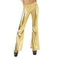 thumbnail image 2 of Kureaily Women's Shiny Metallic Flared Pants High Waisted Stretchy Bell Bottom Wide Leg Pants Trousers Women's Casual Trousers, 2 of 4
