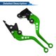 thumbnail image 5 of Palancas de freno de embrague cortas únicas para Kawasaki EX250 2008-2012, palanca de freno ajustable de 6 velocidades, aleación de aluminio verde, 1 par, 5 of 7