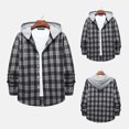 thumbnail image 2 of IROINNID Shacket for Men Button Down Comfy And Winter Long Sleeve Solid Color Shirt Top Plaid Hooded Shirt,Gray, 2 of 9
