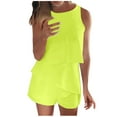thumbnail image 1 of 2DXuixsh Combinaison Femme Été Décontractée Mode Col Rond Sans Manches à Volants Élégante Aguichant Jaune Taille P, 1 of 7