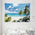 thumbnail image 1 of Summer Tapestry, Bottom Bay Barbados Beach Tropical Palms Ocean Holiday Paradise Coast Charm Picture, Wall Hanging for Bedroom Living Room Dorm Decor, 80W X 60L Inches, Multicolor, by Ambesonne, 1 of 2