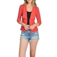 thumbnail image 4 of Doublju Womens 34 Shirring Sleeve Open Front Wide Draped Casual Blazer Jacket With Plus Size, 4 of 5