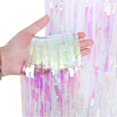 thumbnail image 5 of 2pcs Metallic Foil Fringe Curtain Transparent Pink Backdrop Decorative Door Window Curtain, 5 of 5