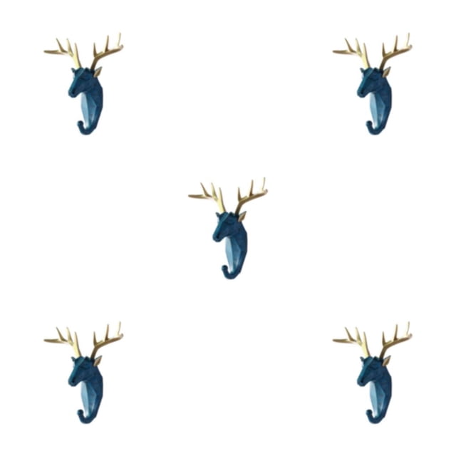 Transemion Resin Elephant Head Hook For Versatile Hanging Needs Animal Shape Animal Head Coat Hook Coat Hooks Retro blue (deer) 5Set