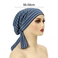 thumbnail image 5 of Dbuoem Women Headscarf Hat Striped Print Lace-up Turban Hat Hair Loss Chemotherapy Headwear Full Coverage Head Wrap, 5 of 7