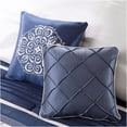 thumbnail image 2 of JERFIT Queen Size 7-Piece Navy Comforter Set - All-Season Luxury Bedding Collection with Faux Silk & Decorative Pillows, 2 of 7