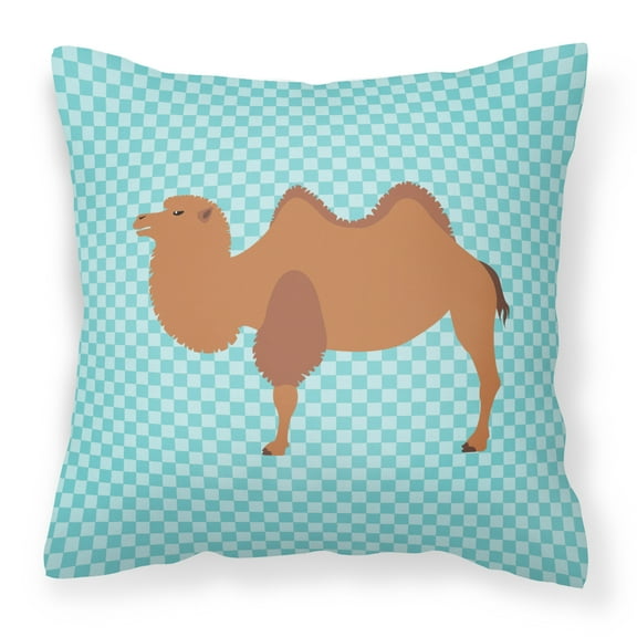 Carolines Treasures BB7992PW1414 Bactrian Camel Blue Check Fabric Decorative Pillow, 14 x 14 in.