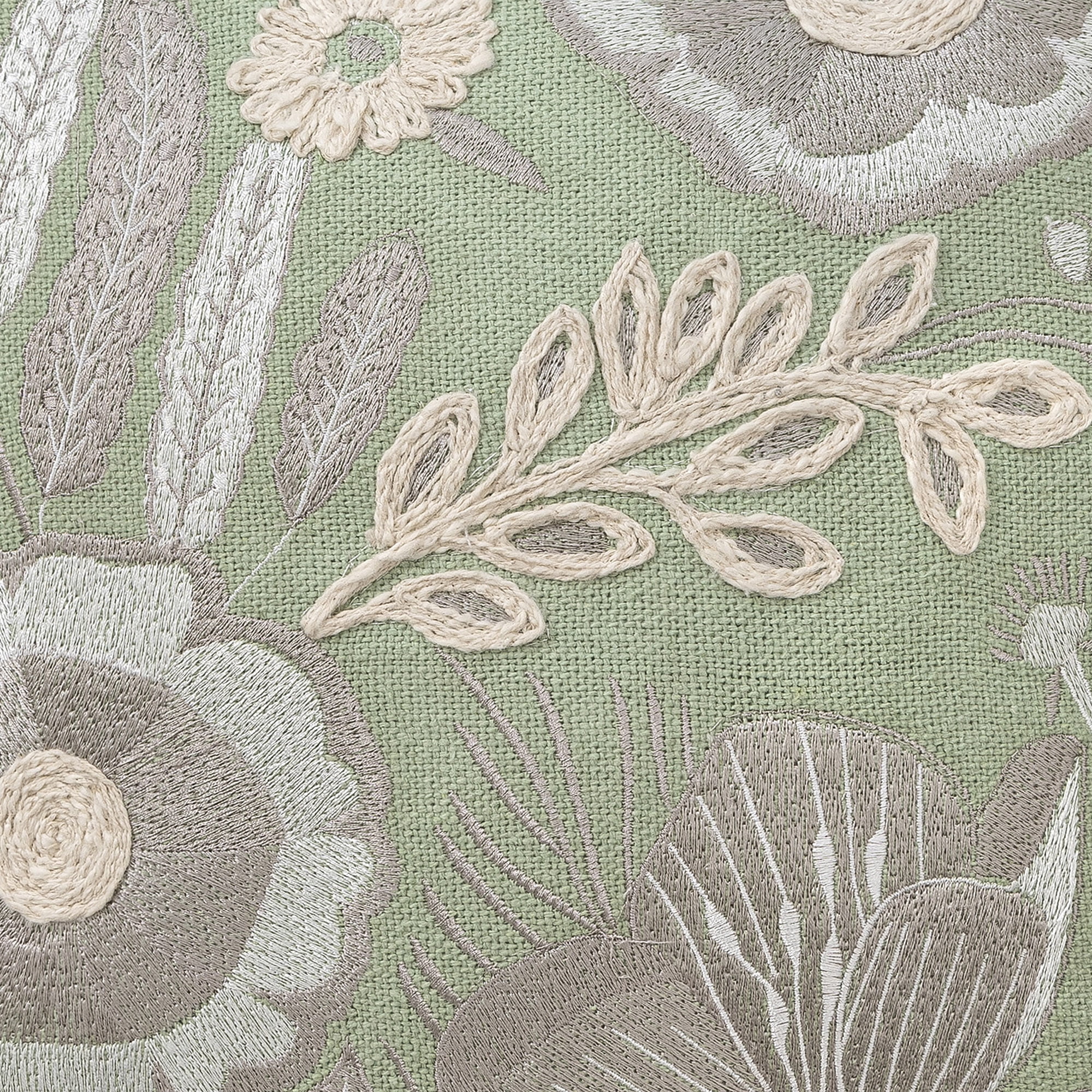 Harlow Hill Camden 24" x 24" Green/Ivory Floral Cotton Adult Decorative Throw Pillow