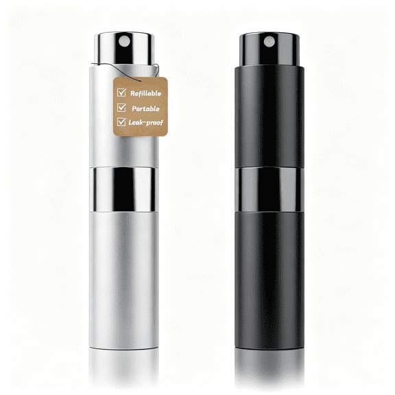 ACDANC 8Ml Travel Perfume Atomizer Bottles Refillable – Mini Perfume Spray Bottles with Leak-Proof Design, Refillable Cologne Atomizer for Travel, Purse, Pocket(Black, Silver)