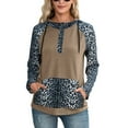 thumbnail image 1 of Sudadera con capucha de manga larga con estampado de leopardo, diseño de costura, sudadera con capucha para mujer con bolsillo para el hogar, viajes, oficina, 1 of 6