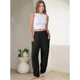 thumbnail image 4 of UZMOG Black Pants for Women, Summer Casual Wide Leg Pants Women Palazzo Linen Pants Beach Work Trousers, 4 of 6