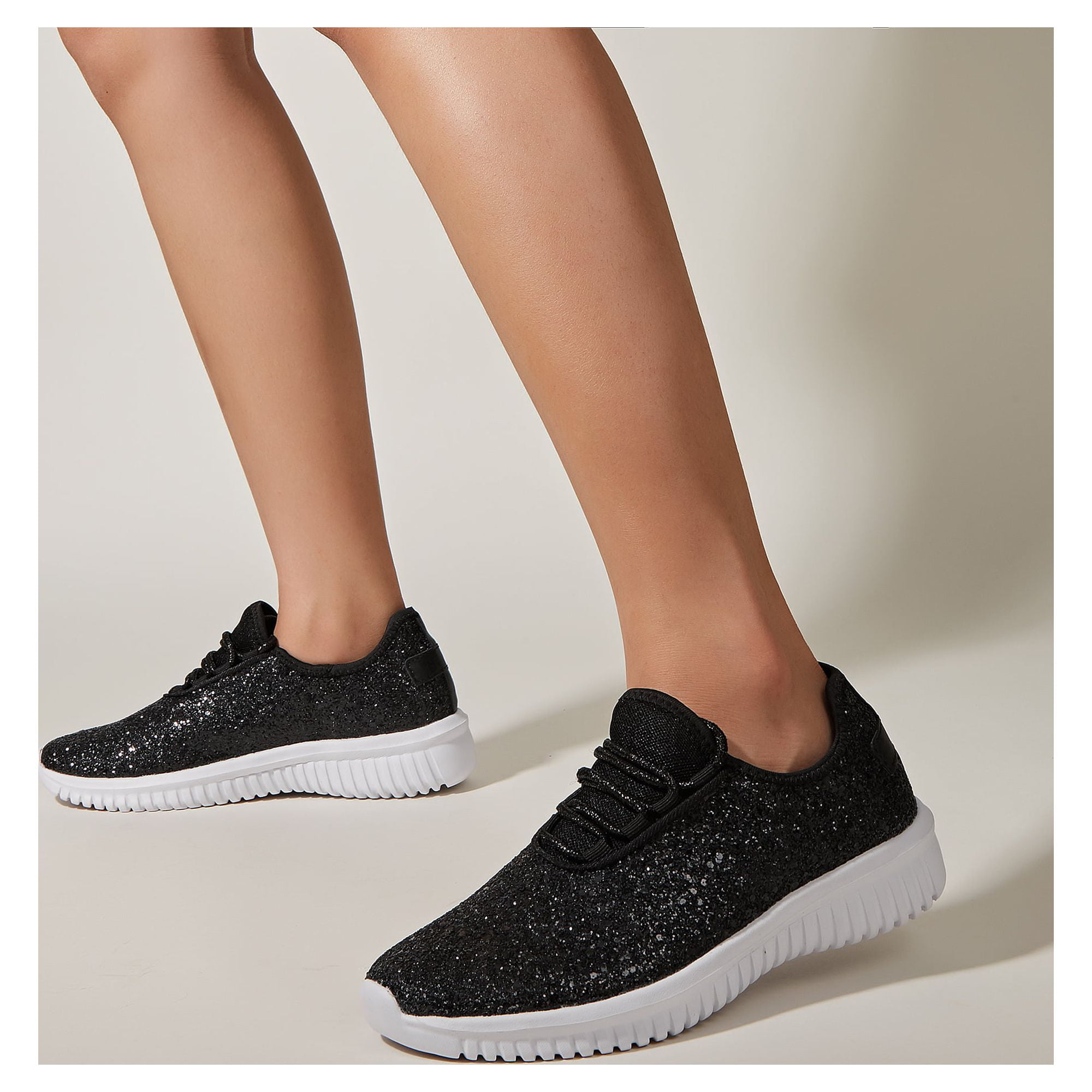 Black sparkle slip on sneakers clearance
