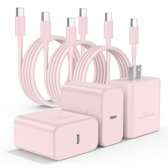 Cargador USB-C Essri de 45 W para Samsung Galaxy Pink, paquete de 3