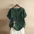 thumbnail image 1 of LOVZFMLL Women's Summer Tops Fashion Summer Round Neck Leisure Short Sleeve Printed Buttons Tops, 1 of 5