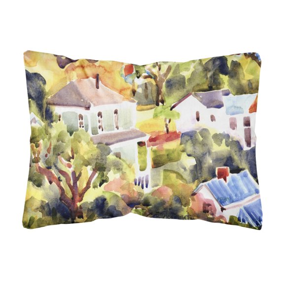 Carolines Treasures 6046PW1216 Houses Decorative Canvas Fabric Pillow 12H x16W multicolor
