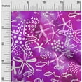 thumbnail image 2 of oneOone Georgette Viscose Purple Fabric Starfish & Fish Sewing Craft Projects Fabric Prints By Yard 42 Inch Wide, 2 of 6