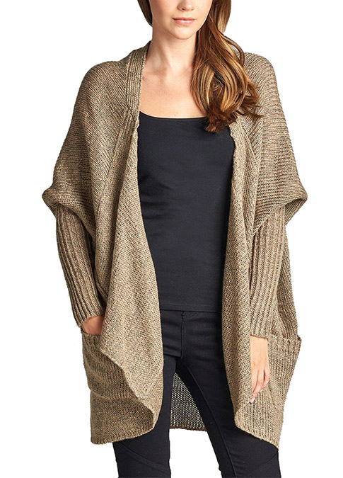 Ladies Long Sleeve Open Drape Knit 