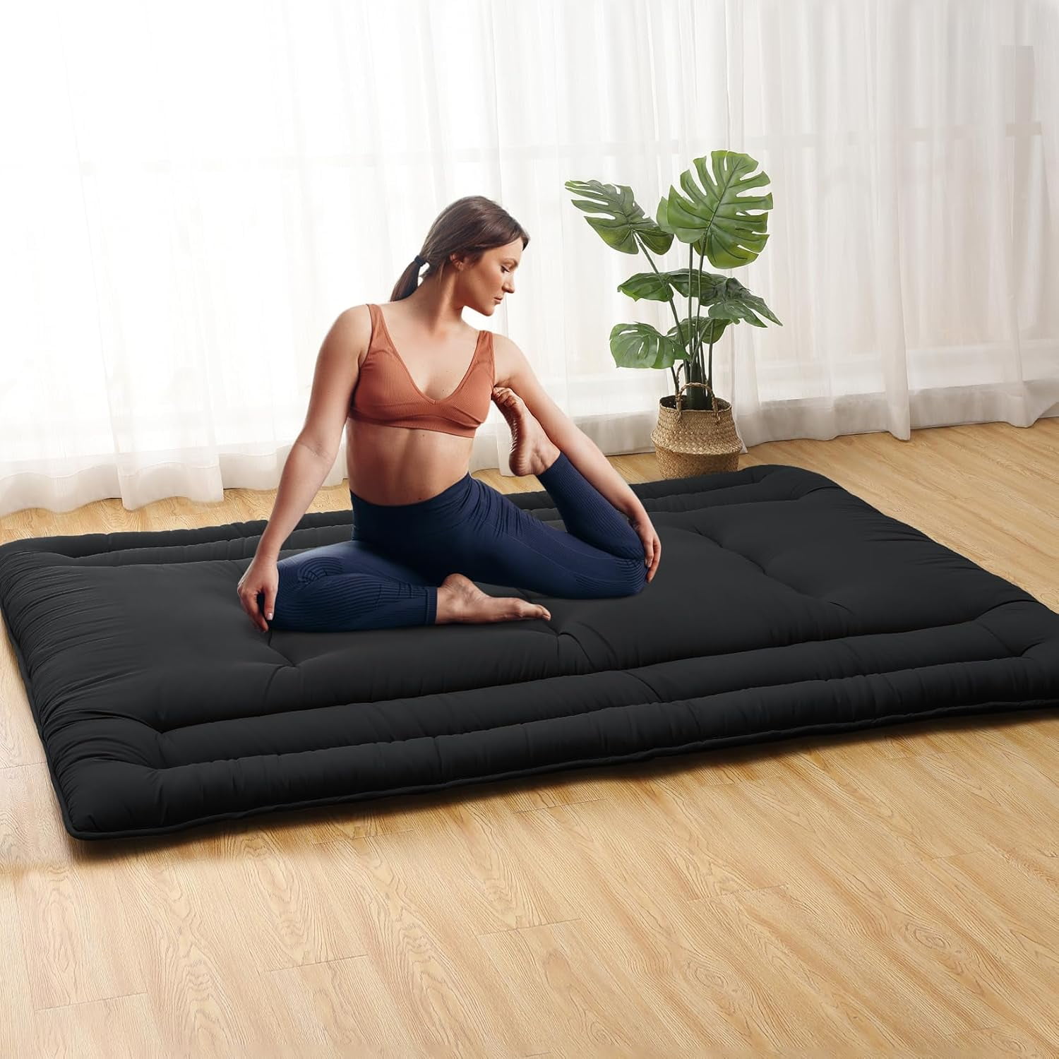 Futon Mattress Twin/Full Size, Japanese Floor Mattress Foldable Sleeping Mattress, Roll Up Floor Bed Mattress for Easy Storage, Tatami Mat Japanese Floor Bed for Dorm Camping