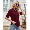 thumbnail image 6 of ZHENWEI Women's V Neck Short Sleeve Polo Shirts Button Down Collared Tops Loose Casual Tunic Blouses, 6 of 7