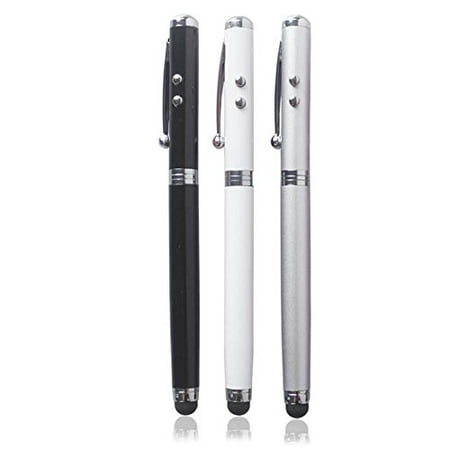 Stylus Pen [3 Pcs], 4-in-1 Touch Screen Pen (Stylus + Ballpoint Pen + LED Flashlight + Pointer) For Smartphones Tablets iPad iPhone Samsung LG Sony etc [Black + Silver + (Best Flash Browser For Ipad 3)