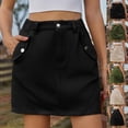 thumbnail image 7 of Lovskoo Women's Denim Cargo Skirt Mini Low Waist Button Elastic Waist Y2K Flap Pockets Skirts Black, 7 of 7