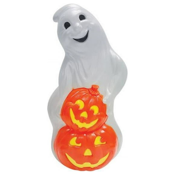 Union Products 9730045 Blow Mold Ghost Lighted Halloween Decoration&#44; Orange & White - 31 x 15.5 x 15.5 in.