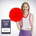thumbnail image 5 of 2 PCS 11"Cheerleading Pom Poms for Adult Kids, Metallic Foil & Plastic Ring Pom for World Cup Sports Match Dance Party Cheering Team,Red, 5 of 5