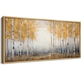 thumbnail image 4 of IDEA4WALL Extra Large Framed Canvas Print Wall Art Autumn Birch Forest Golden Foliage Artwork Nature Wilderness Antique Retro Fine Art Decorative Multicolor for Home Decoration - 60"x30", 4 of 5