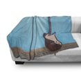 thumbnail image 3 of Guitar Soft Flannel Fleece Throw Blanket, Rock Band Retro Photo of Electric Musical Instrument with Strings, Cozy Plush for Indoor and Outdoor Use, 70" x 90", Aqua Umber, by Ambesonne, 3 of 6