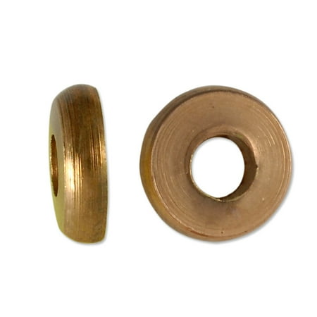 Bright Copper Bead - Flat Washer Bead 9x2.5mm Bright Copper Finish (Package of 5 Beads)