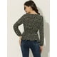 thumbnail image 4 of Blusa Floral Allegra K de Manga Larga Con Cuello Cuadrado Y Peplum Para Mujer Con Cinturón Negro M, 4 of 5