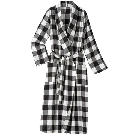 

AmeriMark Women s Ankle Length Long Sleeve Flannel Robe with Pockets Black 2X
