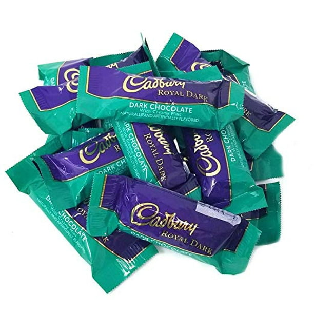 Cadbury Royal Dark Chocolate Creamy Mint Bar Snack Size 3 Pounds Bag