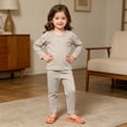 thumbnail image 4 of LEKWK Toddler Boys Girls Pajamas Long Sleeve Loungewear Tops Matching Straight Leg Pants Kids Cotton Sleepwear Fall Casual Home Nightwear 6M-7Y, 4 of 9